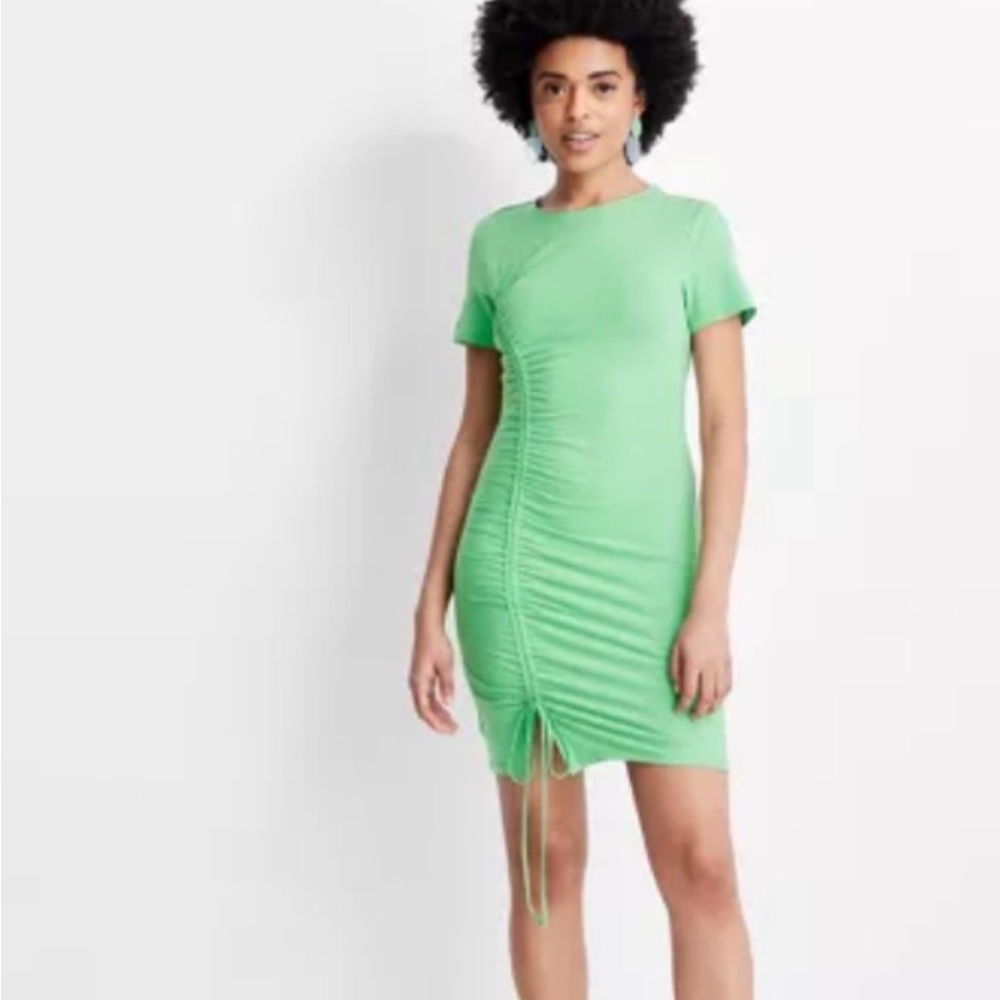 Future Collective Green Ruched Dress 3x NWT